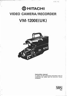 Hitachi VM 1200 E manual. Camera Instructions.